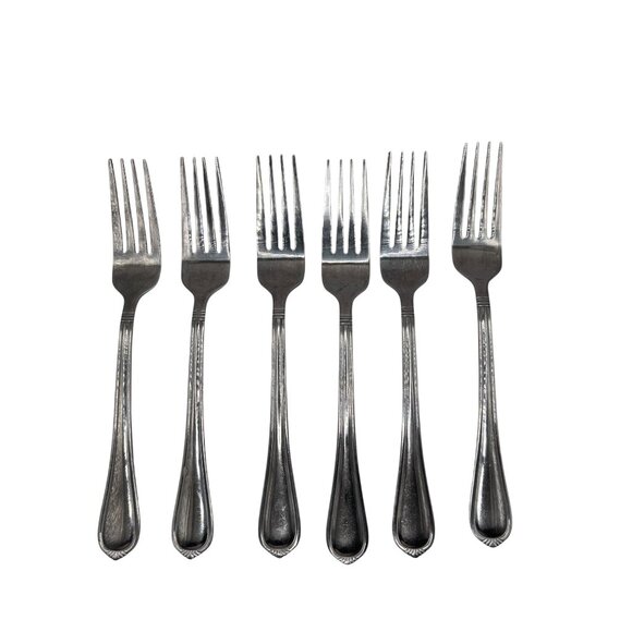 Towle Silver Vienna Stainless Steel Dinner Forks Set Of 6 Glossy Finish 7 3/4" - Picture 4 of 5